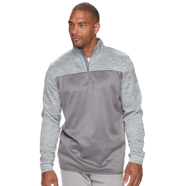 Big & Tall Tek Gear&reg; Warmtek Athletic-fit Performance Fleece Quarter-zip Hoodie, Men's, Size: 4xb, Med Grey