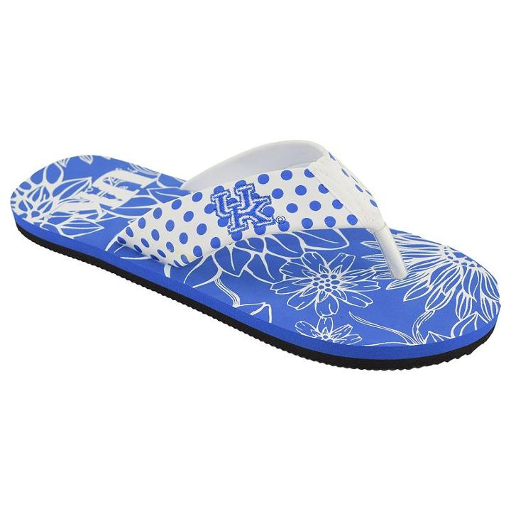 Women's College Edition Kentucky Wildcats Floral Polka-dot Flip-flops, Size: Large, White