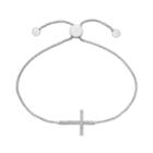 Sterling Silver 1/10 Carat T.w. Diamond Sideways Cross Bolo Bracelet, Women's, Size: 7, White