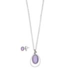 Napier Teardrop Pendant Necklace & Oval Stud Earring Set, Women's, Purple