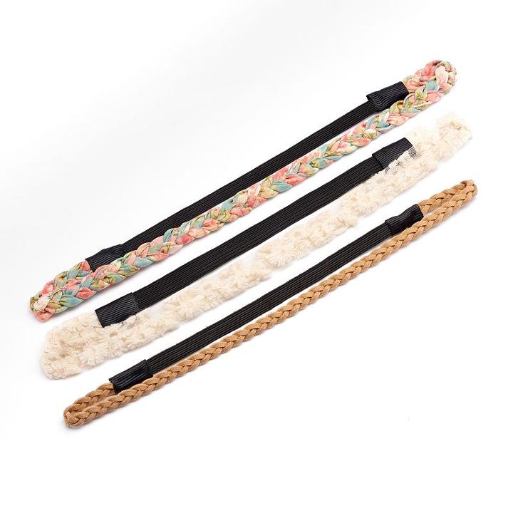Mudd&reg; Braided & Floral Lace Elastic Headband Set, Women's, Multicolor