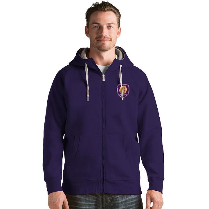 Men's Antigua Orlando City Sc Victory Full-zip Hoodie, Size: Small, Drk Purple