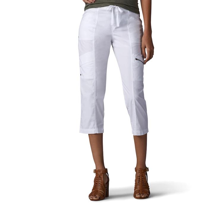 Women's Lee Margeaux Poplin Comfort Waist Pull-on Capris, Size: 14 Avg/reg, White
