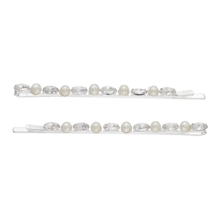 Simulated Pearl & Crystal Bobby Pin Set, Women's, White
