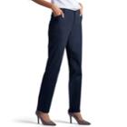 Petite Lee All Day Relaxed Straight-leg Twill Mid-rise Pants, Women's, Size: 18 Petite, Dark Blue