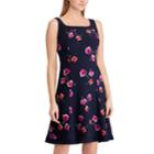 Women's Chaps Fit & Flare Dress, Size: Xs, Blue (navy)