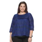 Plus Size Dana Buchman Split Back Layered Top, Women's, Size: 1xl, Black