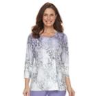 Petite Alfred Dunner Studio Ombre Leopard Print Top, Women's, Size: L Petite, Lilac Animal