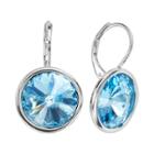 Illuminaire Crystal Silver-plated Drop Earrings - Made With Swarovski Crystals, Blue