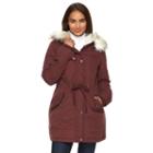 Women's Sebby Collection Hooded Anorak Parka, Size: Xl, Red Other