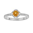 Sterling Silver Citrine And Diamond Accent Frame Ring, Women's, Size: 9, Orange