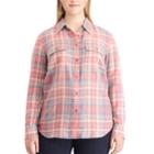 Plus Size Chaps Plaid Twill Shirt, Women's, Size: 3xl, Pink