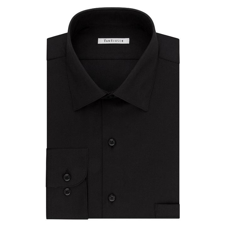 Men's Van Heusen Extreme Color Endurance Regular-fit Dress Shirt, Size: L-34/35, Black