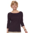 Women's Croft & Barrow&reg; Button-shoulder Boatneck Top, Size: Large, Drk Purple