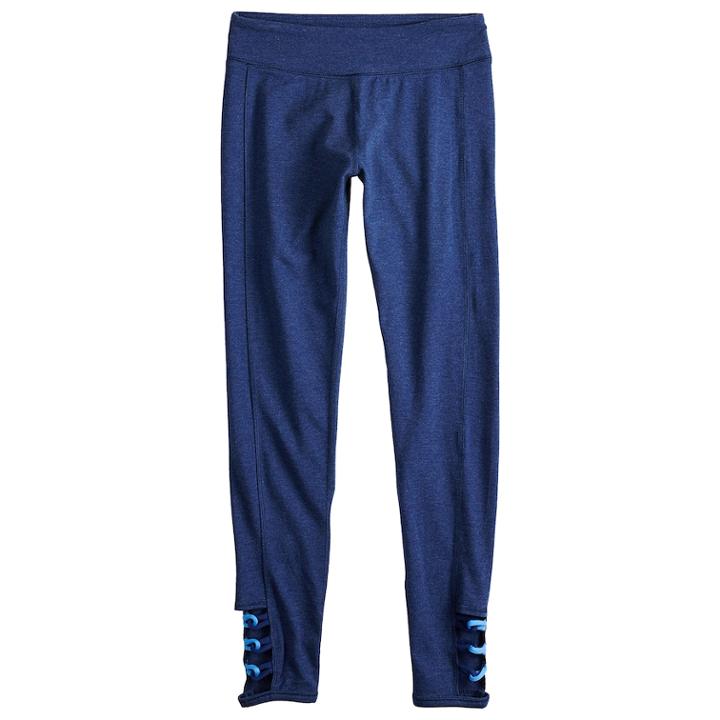 Girls 7-16 So&reg; Strappy Yoga Leggings, Size: 16, Dark Blue