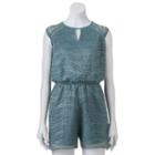 Juniors' Up By Ultra Pink Lace Open-back Romper, Girl's, Size: Small, Lt Green