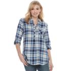 Women's Sonoma Goods For Life&trade; Button Printed Shirt, Size: Large, Dark Blue