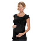 Maternity A:glow Asymmetrical Ruffle Top, Women's, Size: Xxl-mat, Black