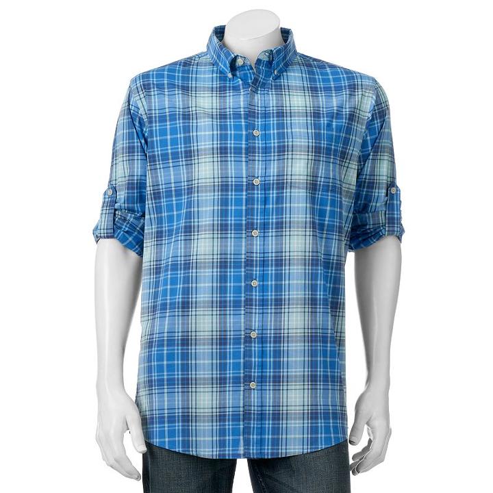 Big & Tall Urban Pipeline&reg; Classic-fit Maxflex Roll-tab Button-down Shirt, Men's, Size: Xl Tall, Med Blue