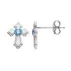 Hallmark Kids' Sterling Silver Cross Stud Earrings, Girl's, Multicolor