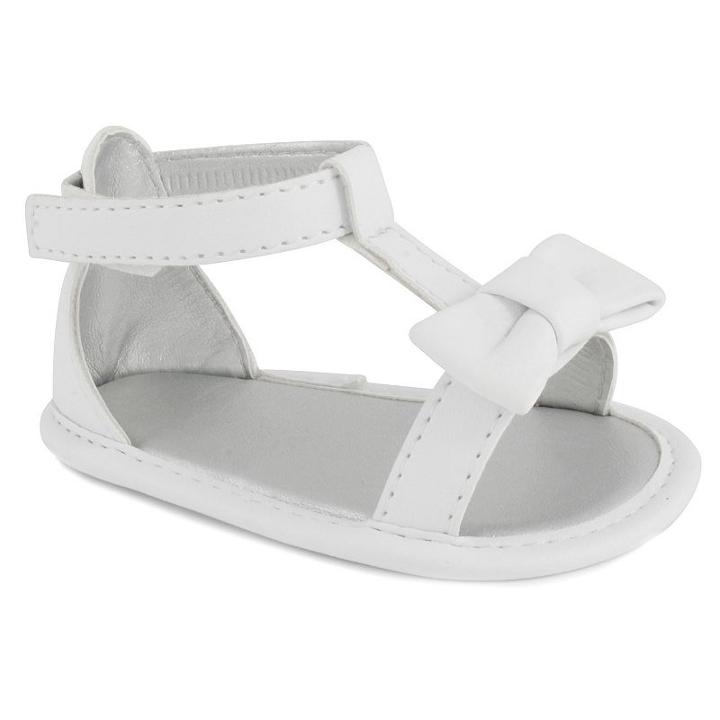 Baby Girl Wee Kids T-strap Bow Crib Sandals, Size: 3, White