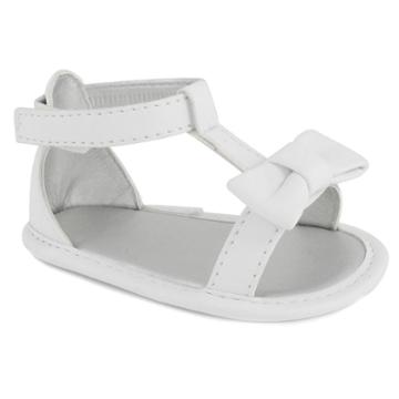 Baby Girl Wee Kids T-strap Bow Crib Sandals, Size: 3, White