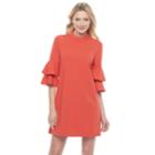 Women's Sharagano Mockneck Shift Dress, Size: 10, Orange