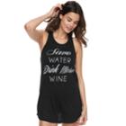 Women's Miken Save Water Drink More Wine Racerback Cover-up, Size: Xl, Black