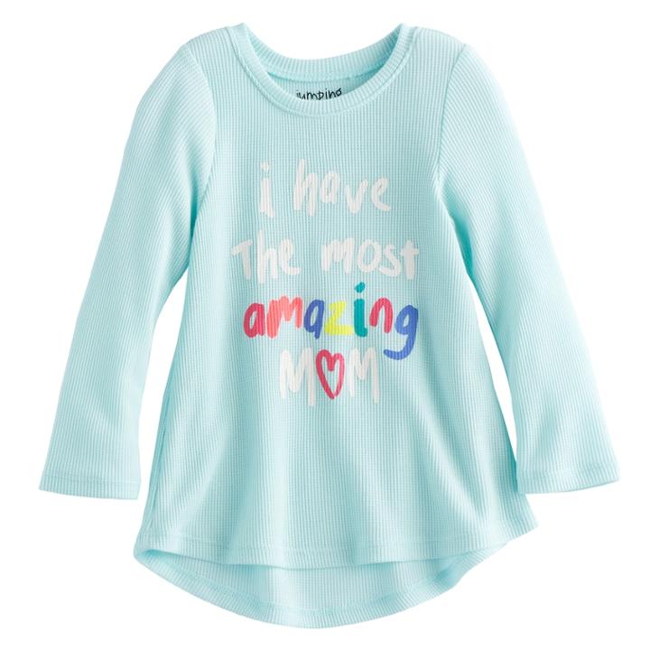 Baby Girl Jumping Beans&reg; Thermal Slogan Graphic Tunic Top, Size: 12 Months, Turquoise/blue (turq/aqua)