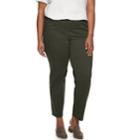 Plus Size Croft & Barrow&reg; Twill Pull-on Pants, Women's, Size: 2 - Regular, Dark Green