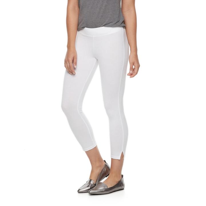 Women's Utopia By Hue Ankle Slit Capri Leggings, Size: Medium, White