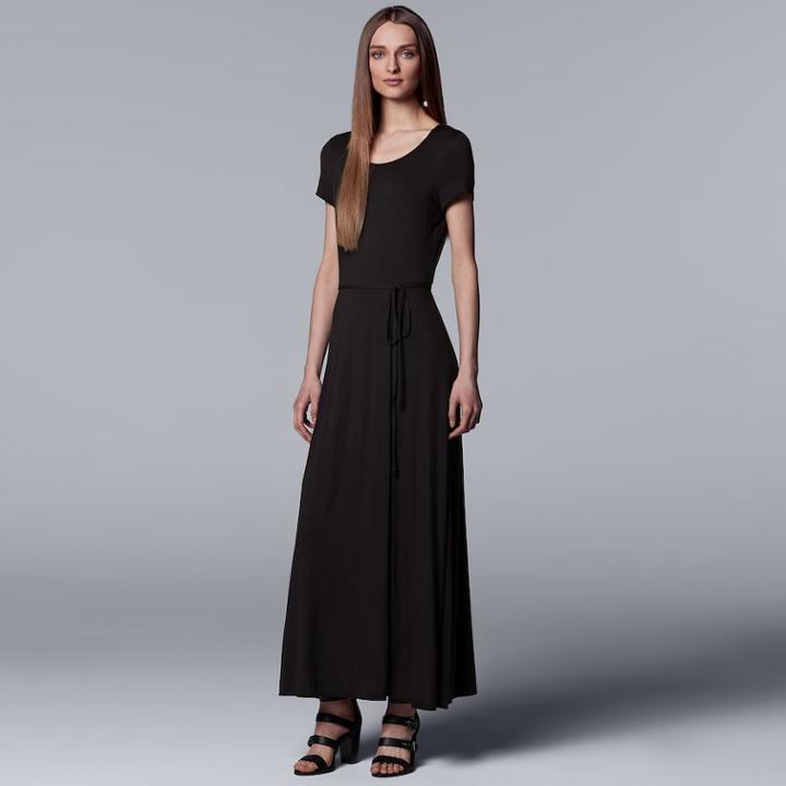 Women's Simply Vera Vera Wang Faux-wrap Maxi Dress, Size: Medium, Black