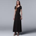 Women's Simply Vera Vera Wang Faux-wrap Maxi Dress, Size: Medium, Black