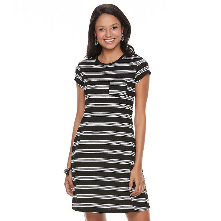 Juniors' So&reg; Ribbed T-shirt Dress, Teens, Size: Medium, Black