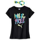 Girls 7-16 Puma Graphic Tee With Headband, Girl's, Size: Large, Black