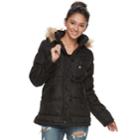 Juniors' Urban Republic Faux-fur Hood Puffer Anorak Jacket, Teens, Size: Small, Black