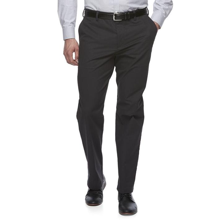 Big & Tall Croft & Barrow&reg; Classic-fit Easy-care Stretch Flat-front Khaki Pants, Men's, Size: 48x29, Black
