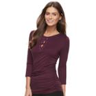 Women's Jennifer Lopez Lace-up Grommet Tee, Size: Small, Drk Purple