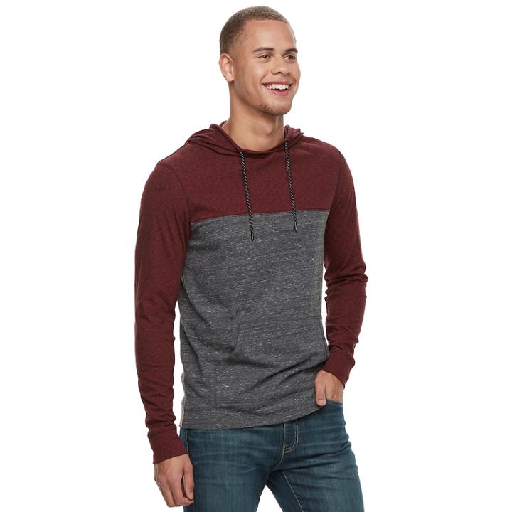 Men's Urban Pipeline&reg; Colorblock Hooded Tee, Size: Small, Dark Pink