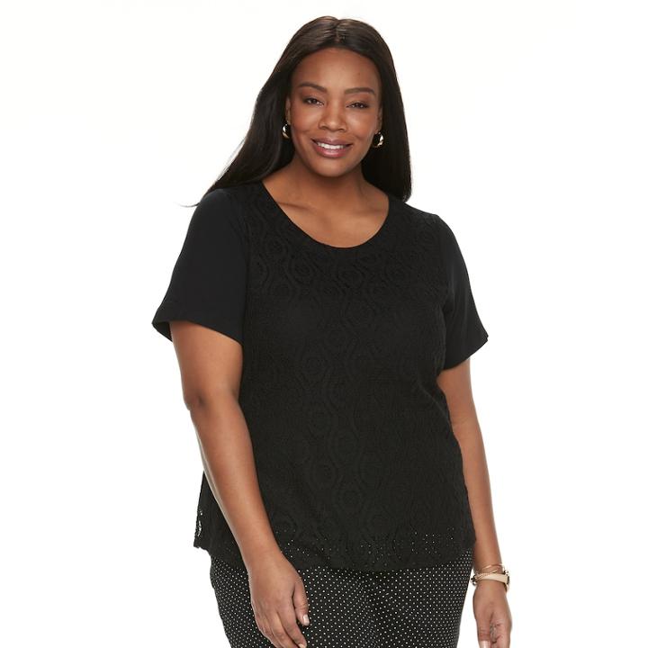 Plus Size Croft & Barrow&reg; Lace Top, Women's, Size: 2xl, Black