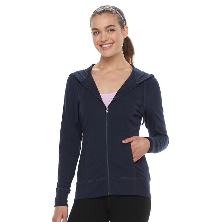 Petite Tek Gear&reg; Dry Tek Zip-front Hoodie, Women's, Size: Xl Petite, Blue