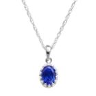 Tiara Sterling Silver Lab-created Sapphire Oval Pendant, Women's, Size: 18, Blue