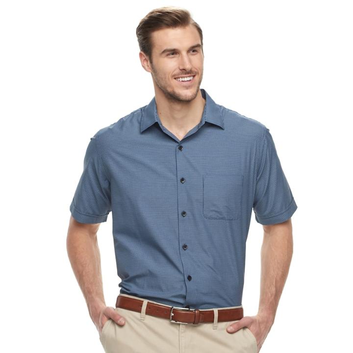 Big & Tall Van Heusen Air Classic-fit Checked Button-down Shirt, Men's, Size: 4xb, Blue