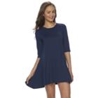 Juniors' About A Girl Graphic Swing Dress, Size: Large, Blue (navy)