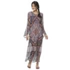 Juniors' Mason & Belle Print Lace-up Maxi Dress, Girl's, Size: Large, Dark Blue