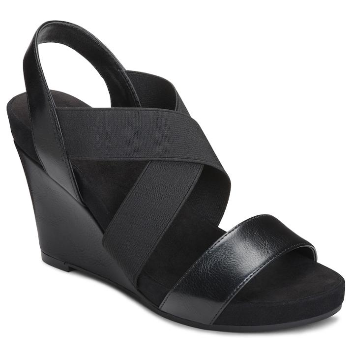 A2 By Aerosoles Lotus Plush Women's Wedge Sandals, Size: Medium (6.5), Black