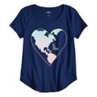 Girls 7-16 & Plus Size So&reg; Curve Hem Shiny Graphic Tee, Size: 20 1/2, Dark Blue