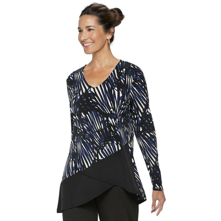 Women's Dana Buchman Travel Anywhere Asymmetrical Tunic, Size: Xl, Blue (navy)