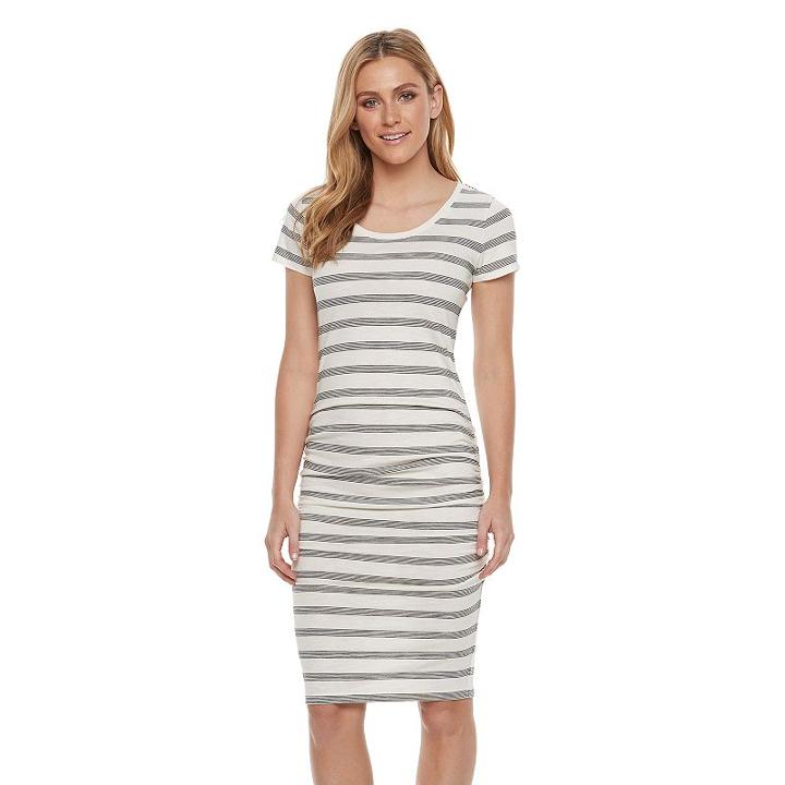 Women's Sonoma Goods For Life&trade; Striped Midi T-shirt Dress, Size: Small, Natural