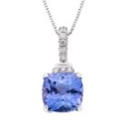 14k White Gold Tanzanite 1/8 Carat T.w. Diamond Pendant Necklace, Women's, Size: 18, Blue